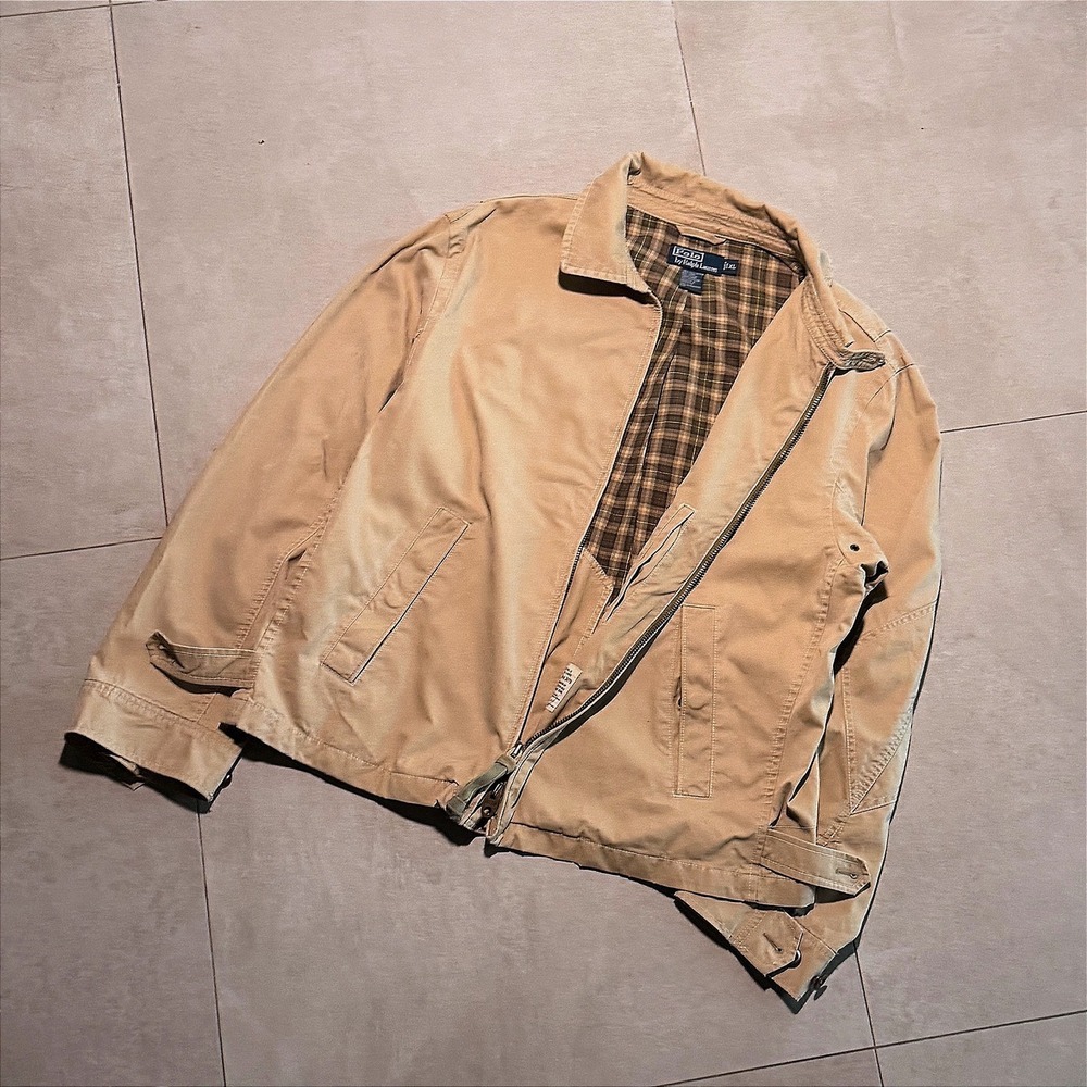 Polo Ralph Lauren WB Field Jacket Men XL Tan Cotton Harrington Military Bi-Swing